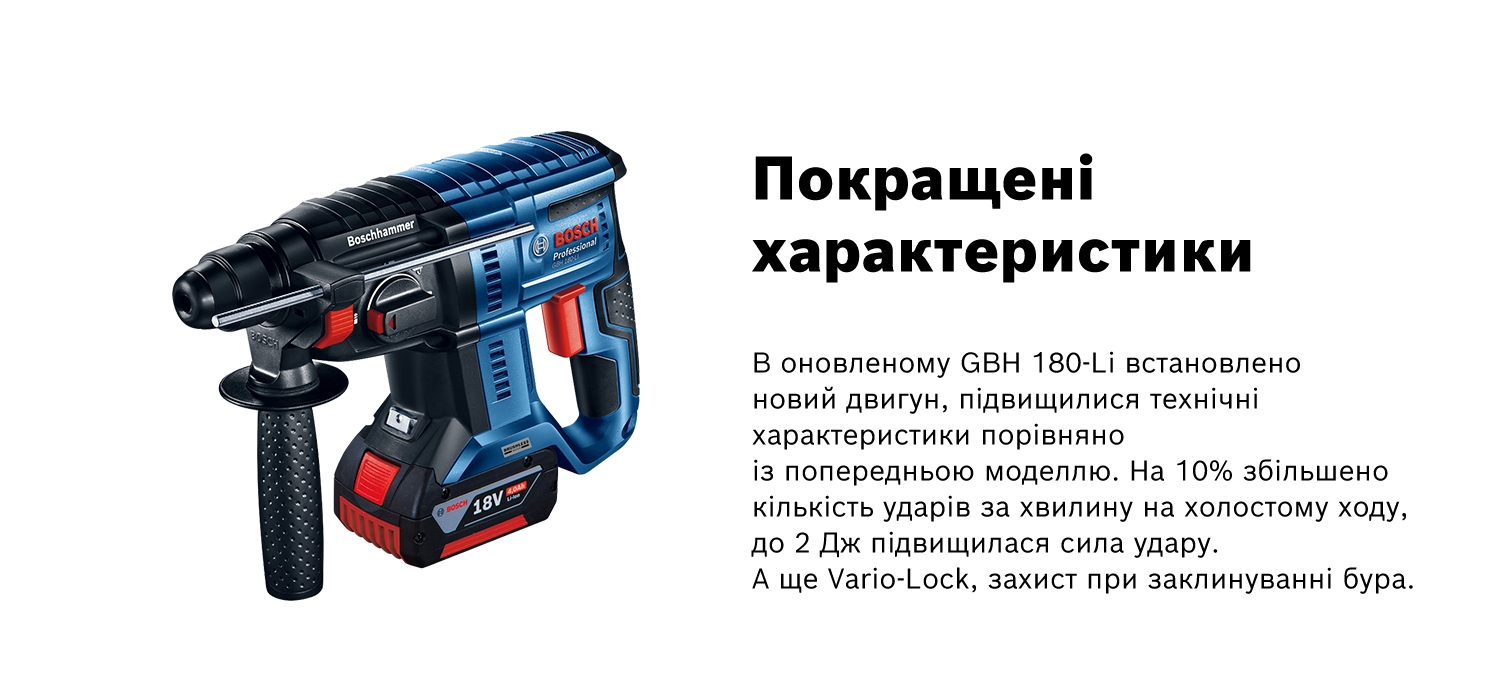 Акумуляторний перфоратор Bosch GBH 180-LI (0611911122)