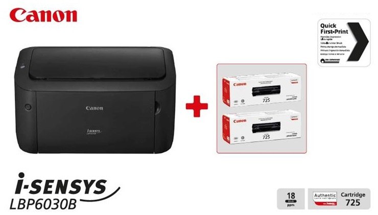 Принтер лазерний Canon i-SENSYS LBP6030B бандл з 2 картриджами (8468B042)