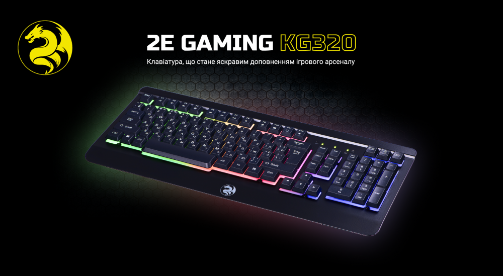 Ігрова клавіатура 2E Gaming KG320 LED USB Black Ukr