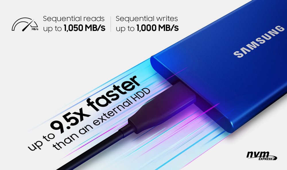 SSD накопитель SAMSUNG USB Type-C 1TB T7 Indigo Blue (MU-PC1T0H/WW)