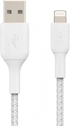 Кабель Belkin USB-A – Lightning 1м плетений White (CAA002BT1MWH)