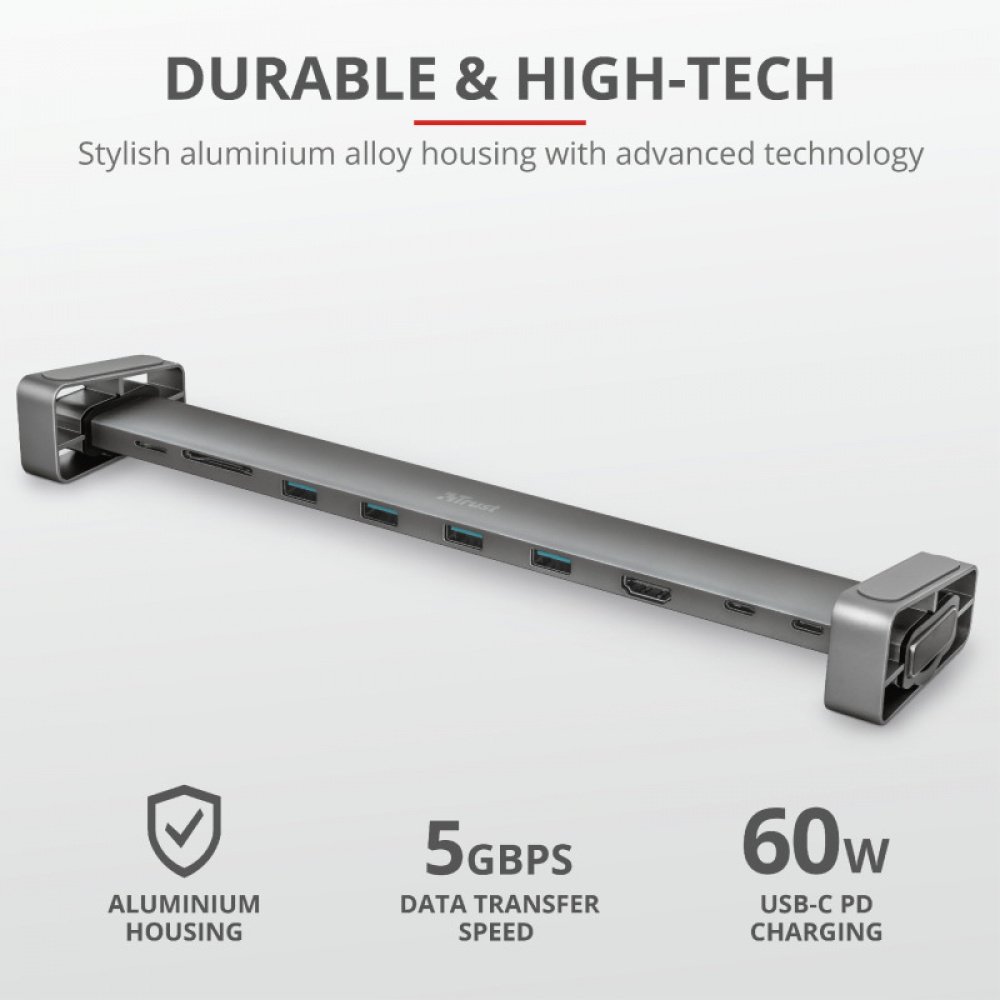 USB-хаб Trust Dalyx Aluminium 10-in-1 USB-C Multi-Port Dock (23417_TRUST)