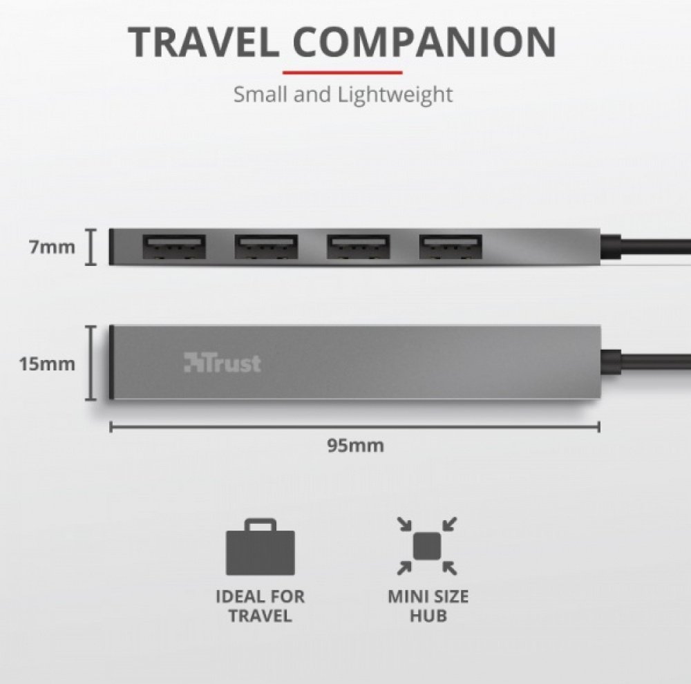 USB-хаб Trust Halyx Aluminium 4-Port Mini USB Hub (23786_TRUST)