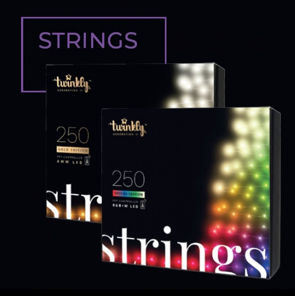 Smart LED Гірлянда Twinkly Pro Strings RGB 250, одинарна лінія, AWG22, IP65, чорний