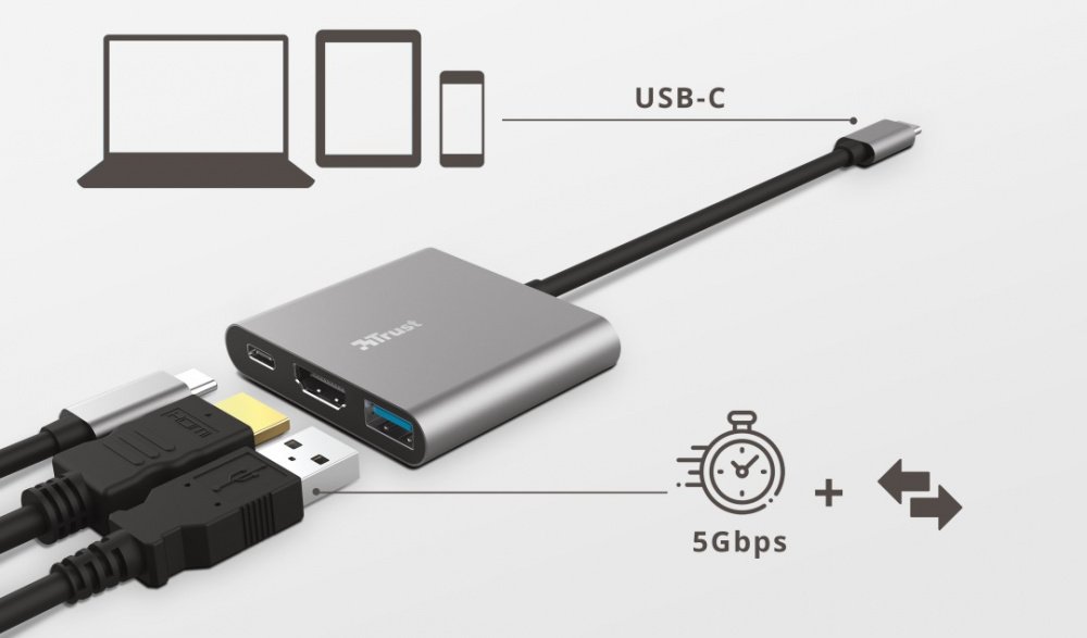 USB-хаб Trust Dalyx Aluminium 3-in-1 Multiport USB-C Adapter (23772_TRUST)