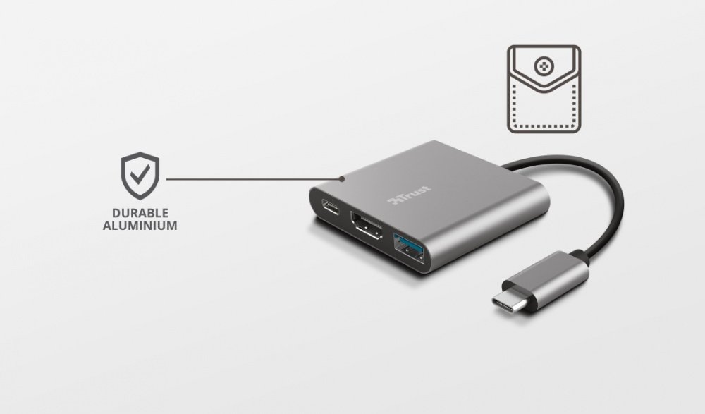 USB-хаб Trust Dalyx Aluminium 3-in-1 Multiport USB-C Adapter (23772_TRUST)