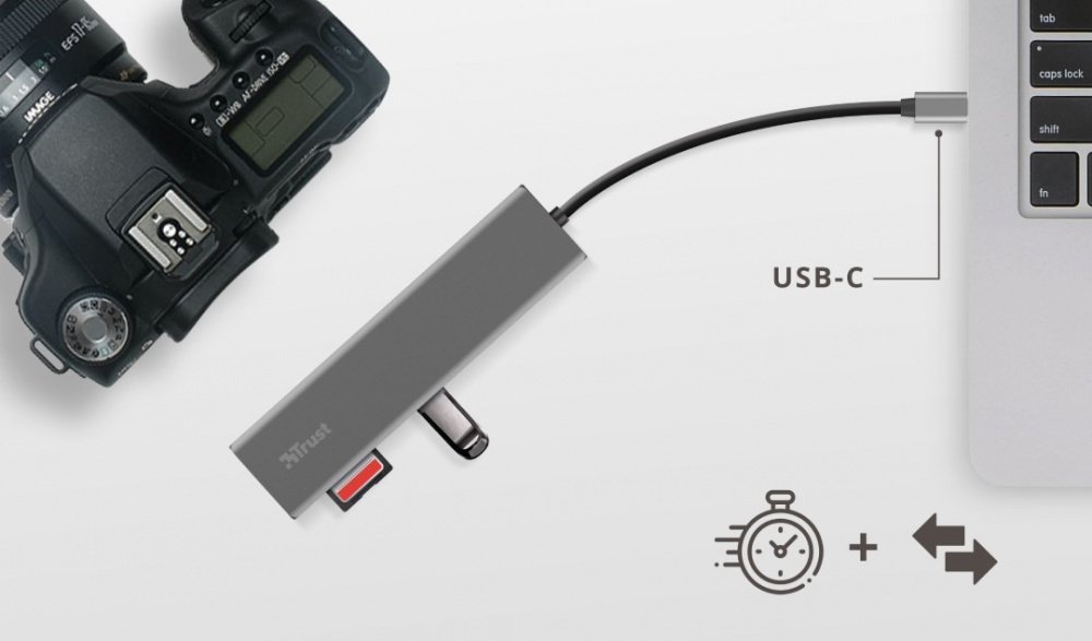 USB-хаб Trust Dalyx Fast 3 USB+Card Reader USB-C Aluminium (24191_TRUST)