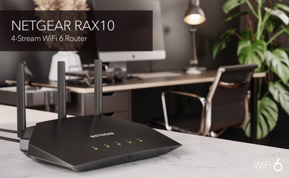 Маршрутизатор NETGEAR RAX10 WiFi 6, 4xGE LAN, 1xGE WAN, 3х наружн. ант.