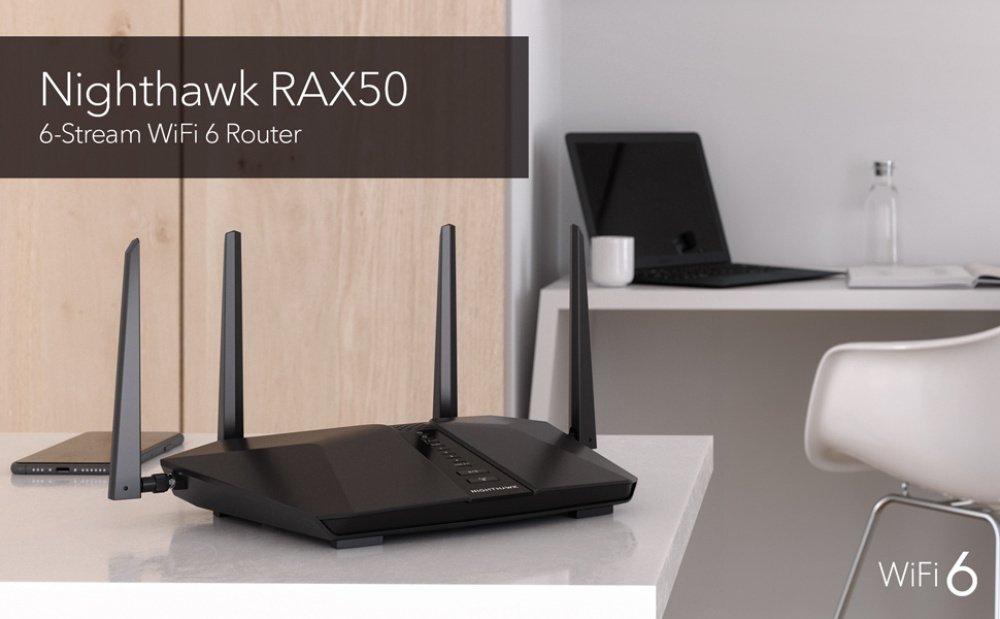 Маршрутизатор NETGEAR RAX50 AX6600 WiFi 6, 4xGE LAN, 1xGE WAN, 1xUSB 3.0