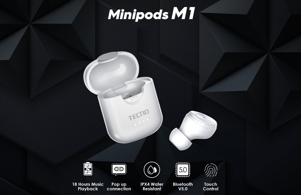 Моно Гарнітура TECNO Minipods M1 White (4895180759475)