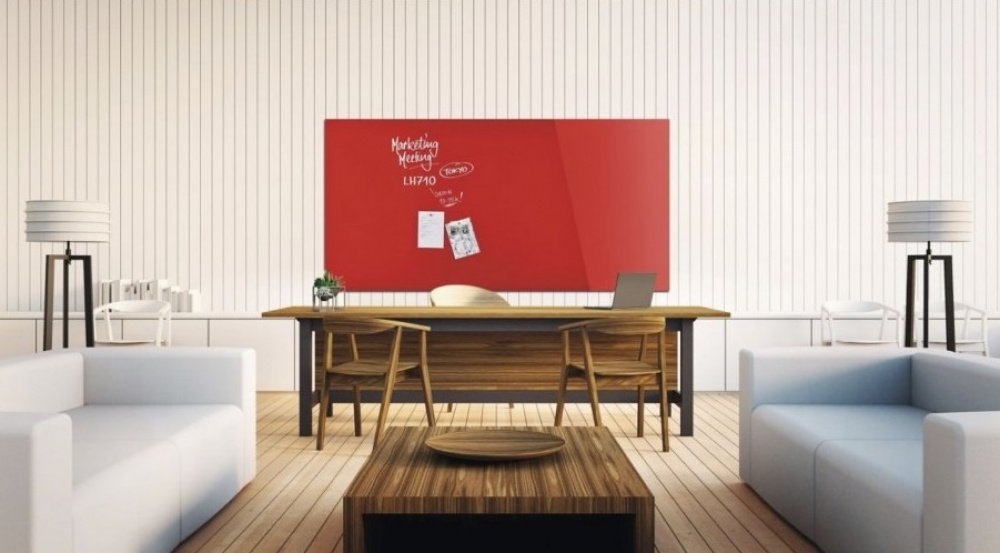 Доска стеклянная магнитно-маркерная 2000×1000 красная Magnetoplan Glassboard-Red UA