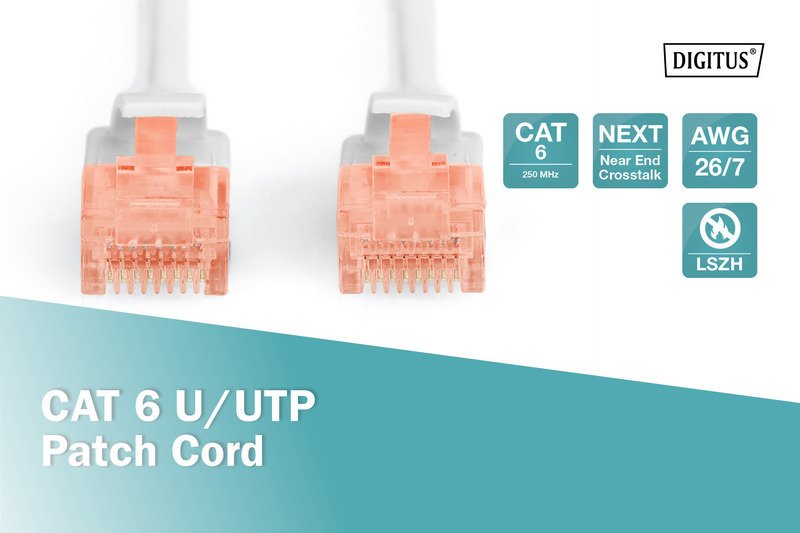 Патч-корд DIGITUS CAT 6 UTP, 15м, AWG 26/7, Cu, LSZH, Grey (DK-1617-150)