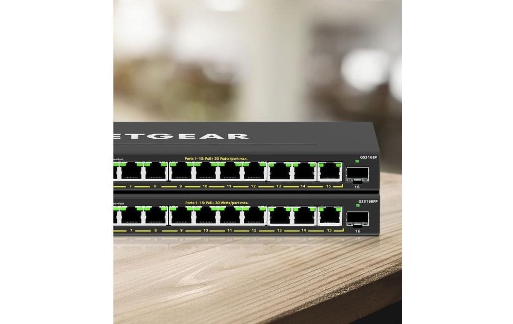 Комутатор NETGEAR GS316EPP 15x1GE PoE+(231Вт), 1xSFP, керований