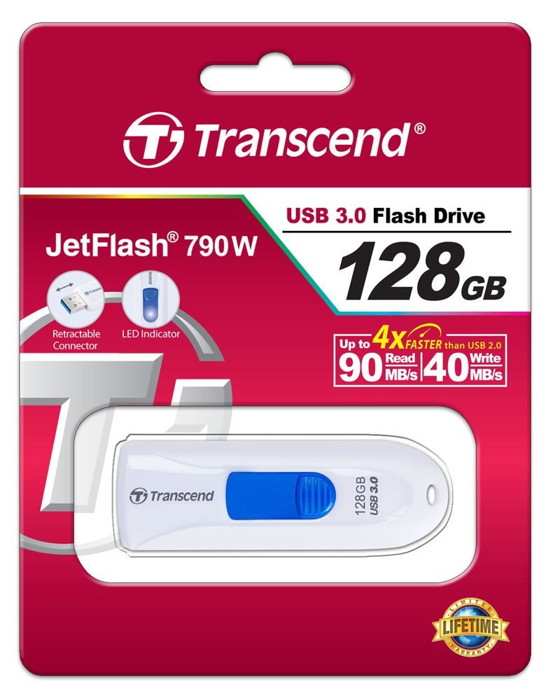 Накопичувач USB 3.0 TRANSCEND JetFlash 790 128GB White(TS128GJF790W)