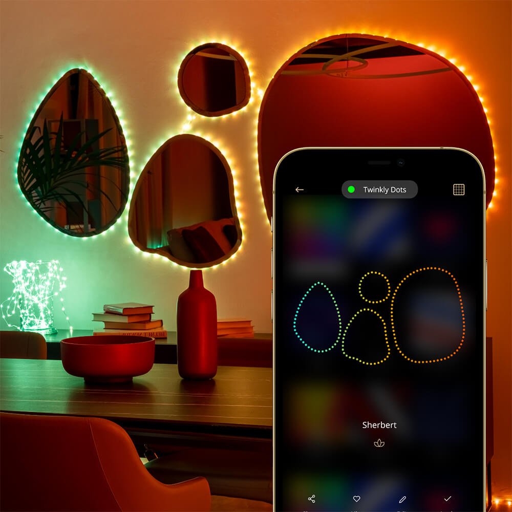 Smart LED Гірлянда Twinkly Dots Lights RGB 400 Gen II, IP44, 20м, прозорий кабель (TWD400STP-TEU)