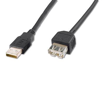 Кабель Digitus USB 2.0 (AM/AF) 1.8m, Black (AK-300200-018-S)