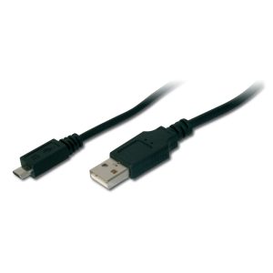 Кабель Digitus microUSB 1.8m Black (AK-300127-018-S)