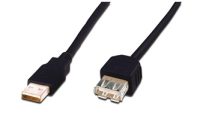 Кабель USB (AM/AF) удлинитель ASSMANN 3m, Black (AK-300200-030-S)