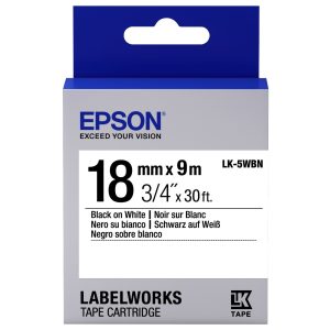 Картридж с лентой Epson LK5WBN принтеров LW-400/LW-400VP/LW-600P/LW-700/LW-Z710/LW-900P/LW-1000P/LW-Z5000BE Std Blk/Wht 18mm/9m