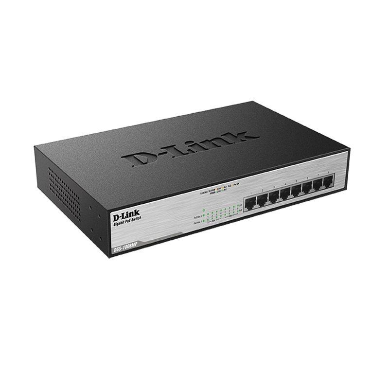 Комутатор D-Link DGS-1008MP 8xGE PoE, 140W, Некерований