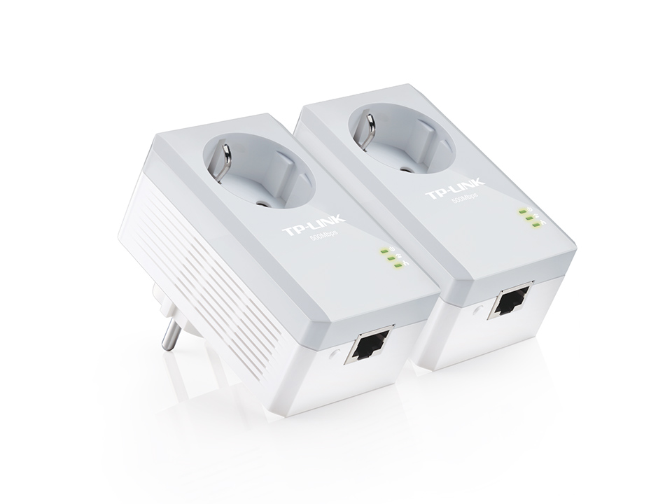 Комплект Адаптерiв Powerline TP-LINK TL-PA4010PKIT AV600, 1xFE, (TL-PA4010 2шт), Розетка