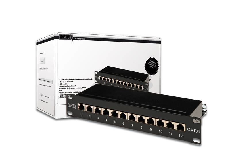 Патч-панель DIGITUS 10" 1U, 12 портів, CAT 6 FTP в зборі (DN-91612S)