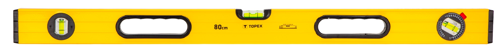 Рівень TOPEX тип 600, 80см, 3 капсули, алюмінієвий, отвори для руки