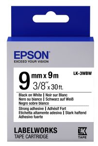 Картридж зі стрічкою Epson LK3WBW для принтерів LW-300/400/400VP/700 Strng adh Blk/Wht 9mm/9m (C53S653007)