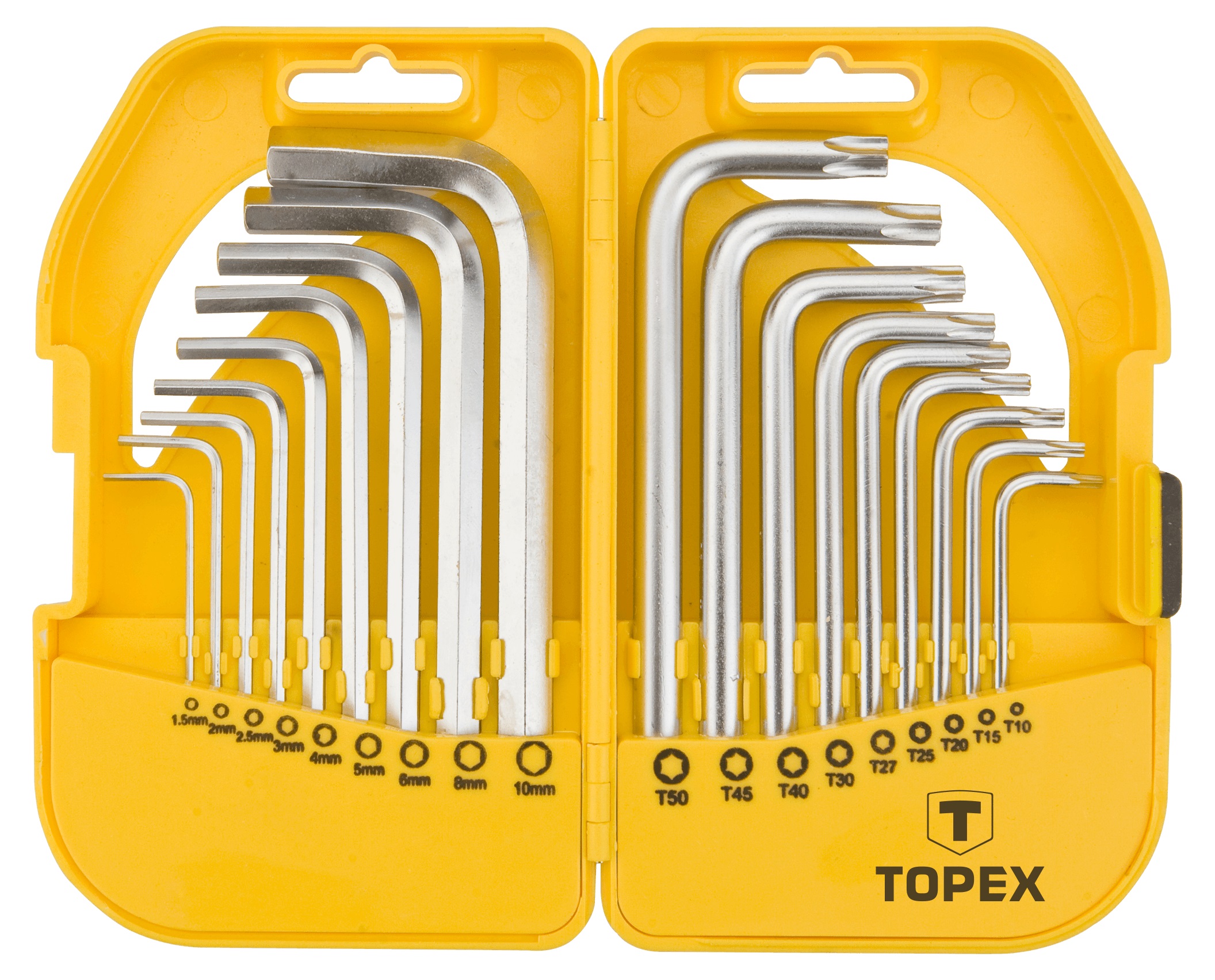 Ключі шестигранні та Torx TOPEX, набір 18шт, CrV, 1.5-10мм, T10-T50