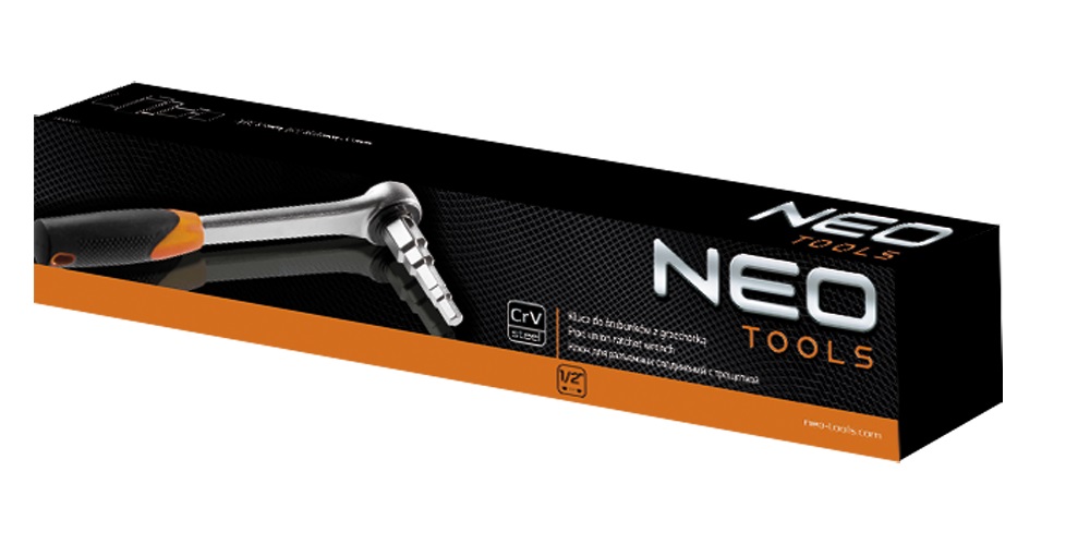 Ключ-тріскачка Neo Tools, 1/2", ступінчастий, для роз'ємних з'єднань, CrV