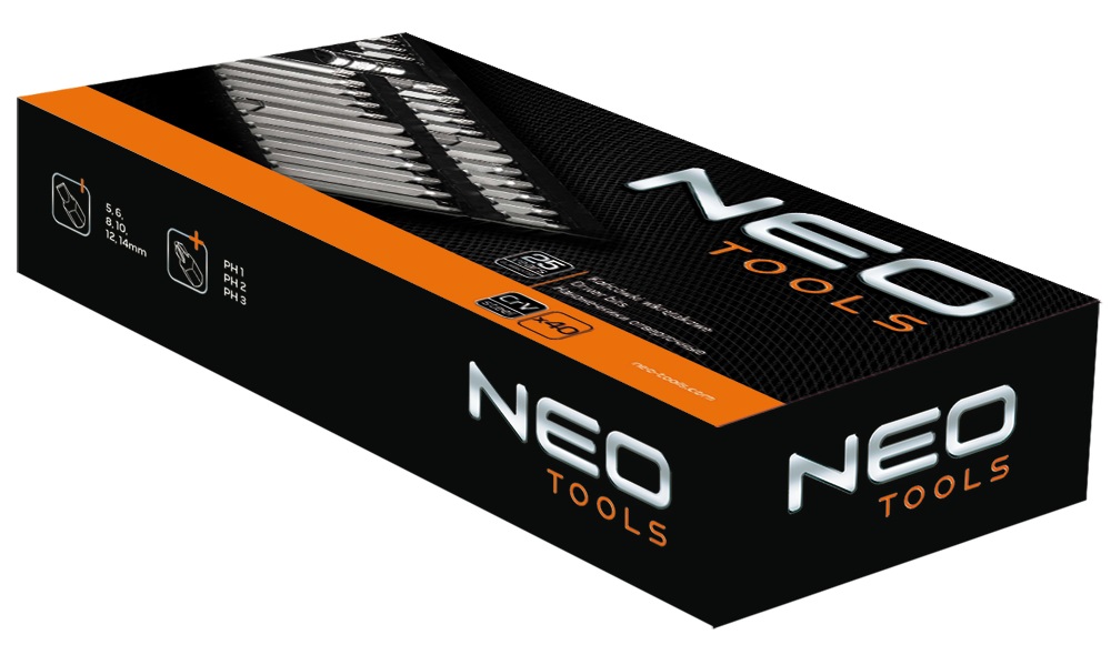 Біти Neo Tools, набір 40шт, перехідники 2шт, H,M,T, сталь S2, кейс