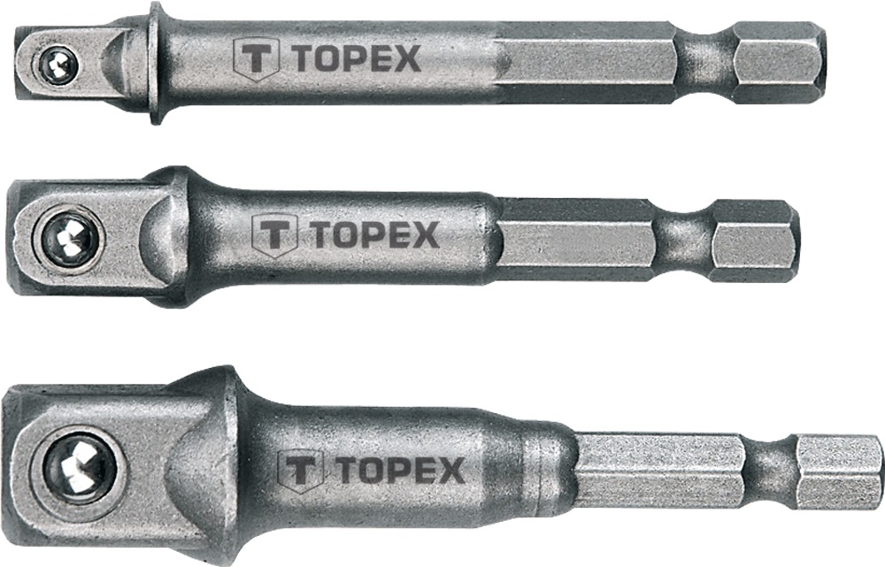 Перехідник TOPEX, набір 3шт, 1/4",3/8",1/2", для торцевих головок