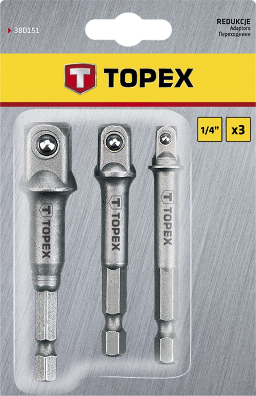 Перехідник TOPEX, набір 3шт, 1/4",3/8",1/2", для торцевих головок