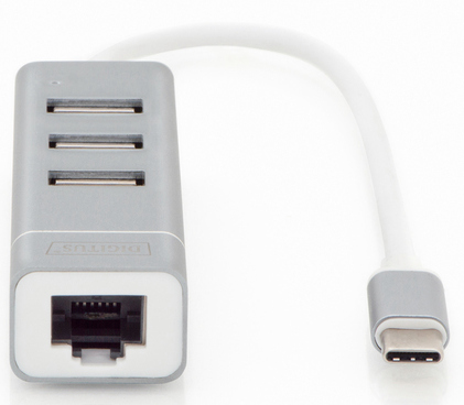 USB Хаб DIGITUS Type-C, 3xUSB, Fast Ethernet (DA-70253)