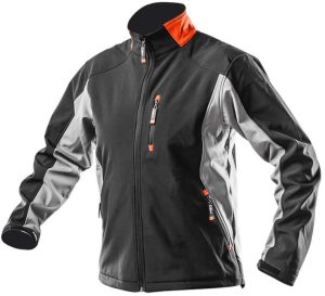 Куртка робоча Neo Tools Outdoor, матеріал Softshell, підкладка фліс, вітро та водонепроникна, L(52), чорно-сірий