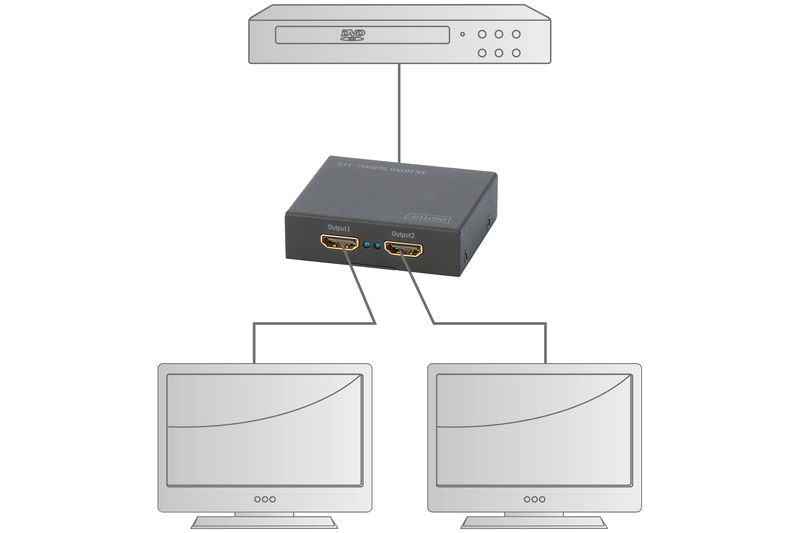 Відеоспліттер DIGITUS HDMI (INx1 – OUTx2), 4K, Black (DS-46304)