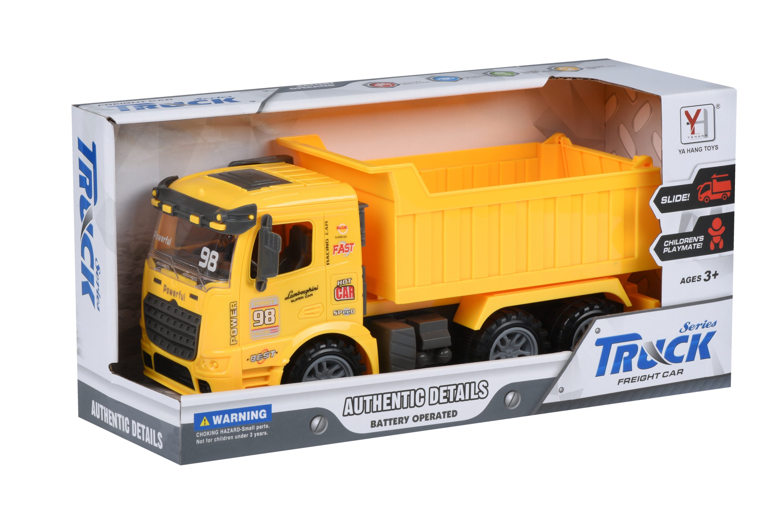 Машинка інерційна Same Toy Truck Самоскид жовтий з наліпками