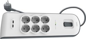 Мережевий фільтр Belkin 6 роз., 2xUSB 2.4A, 650 Дж, UL 500 В, кабель 2м