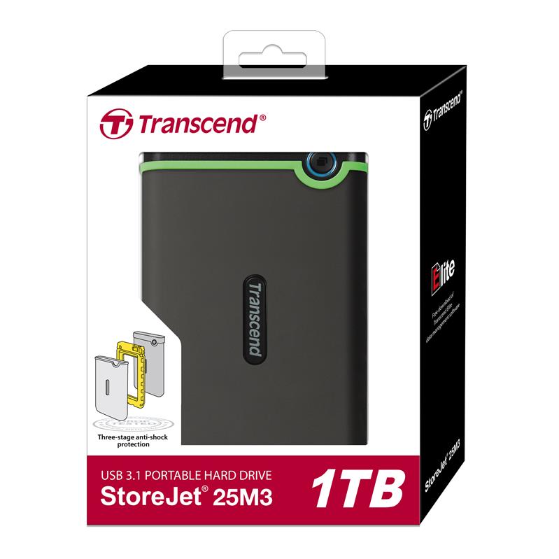 Жорсткий диск TRANSCEND StoreJet 2.5 USB 3.1 25M3 1TB Iron Gray (TS1TSJ25M3S)