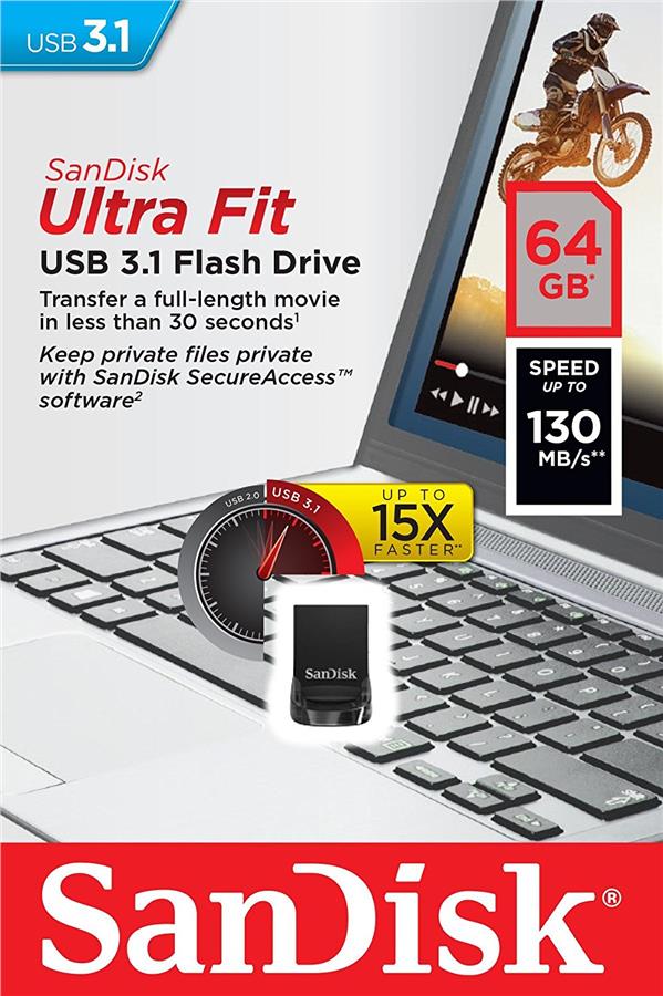 Накопичувач USB 3.1 SANDISK Ultra Fit 64GB (SDCZ430-064G-G46)