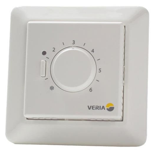 Терморегулятор Veria Control B45, +5...45 °C, механічний, вбудований, дротовий датчик, 15А, 230В, білий