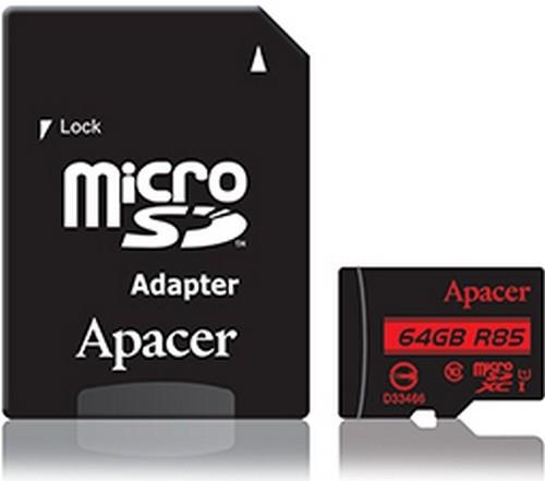 Карта пам'яті Apacer microSD  64GB C10 UHS-I R85MB/s + SD