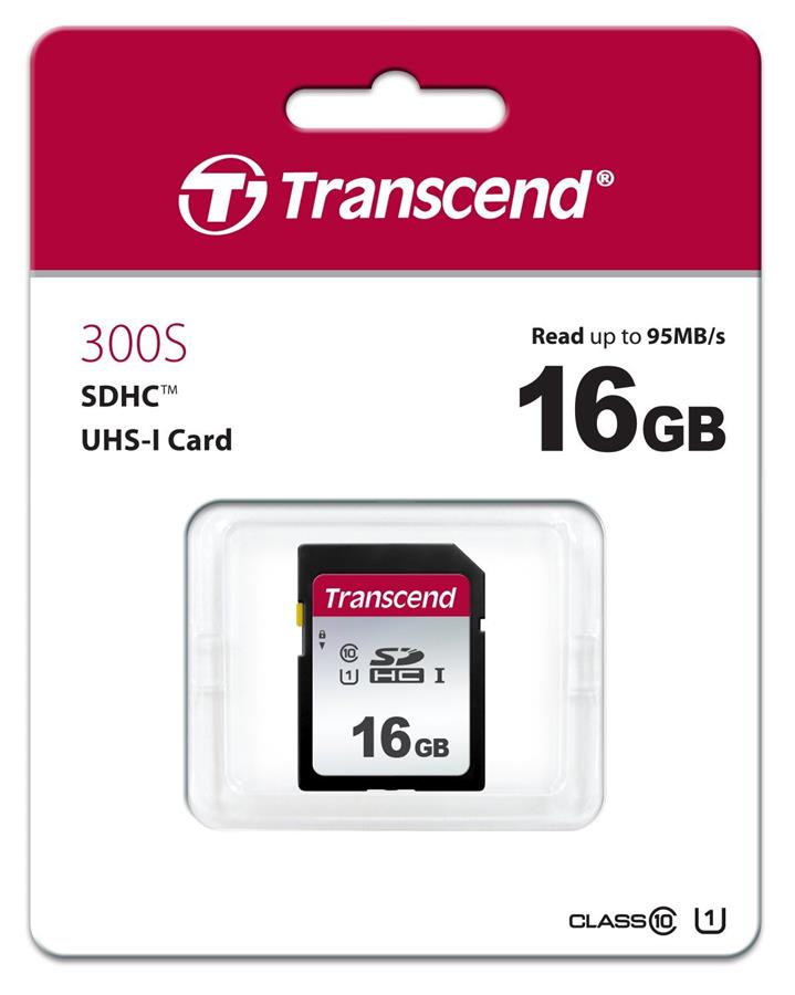 Карта пам`яті Transcend SDHC 16GB C10 UHS-I U1 R95/W45 MB/s (TS16GSDC300S)