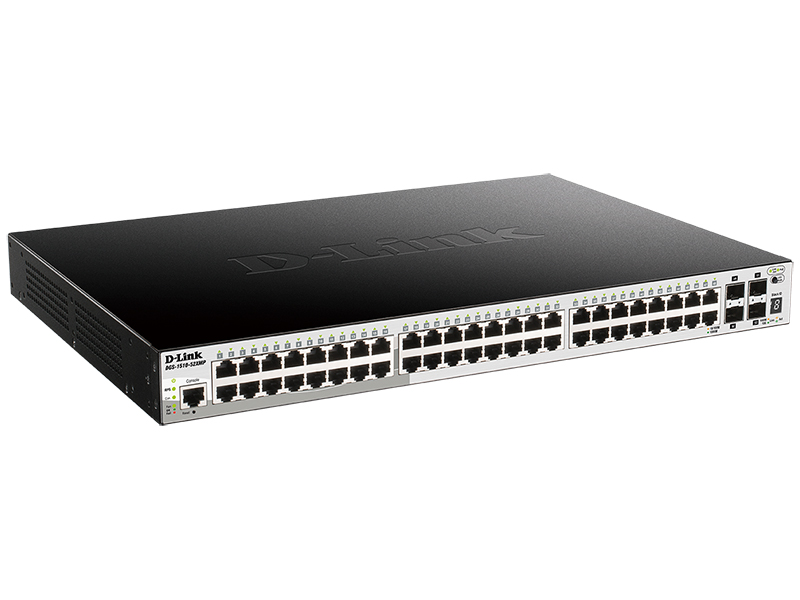 Комутатор D-Link DGS-1510-52XMP 48xGE с РоЕ, 4xSFP+, SmartPro