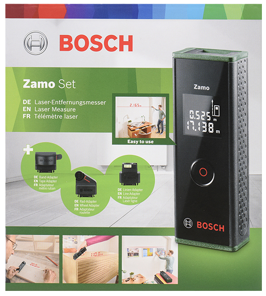 Далекомір лазерний Bosch Zamo SET, 0.15–20м,  ±3мм, + 3 адаптера