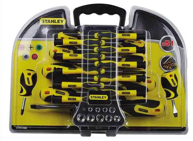 Отвертки Stanley набор 51шт, 21 бит, SL,PH,Torx,H, 9 торцевых головок, кейс