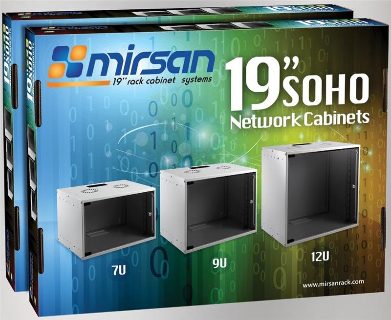 Шафа MIRSAN 19", 12U, SOHO, 535x400 мм, максимально 30 кг, сіра