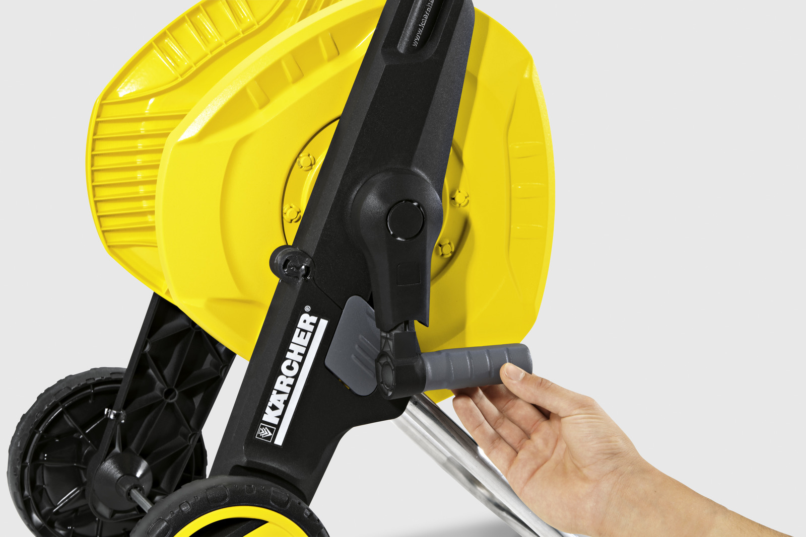 Котушка для шланга Karcher "HT 3.400", складне, регулювання висоти ручки візка, довжина шланга: 1/2" 40м, 5/8" 30м, 3/4" 20м