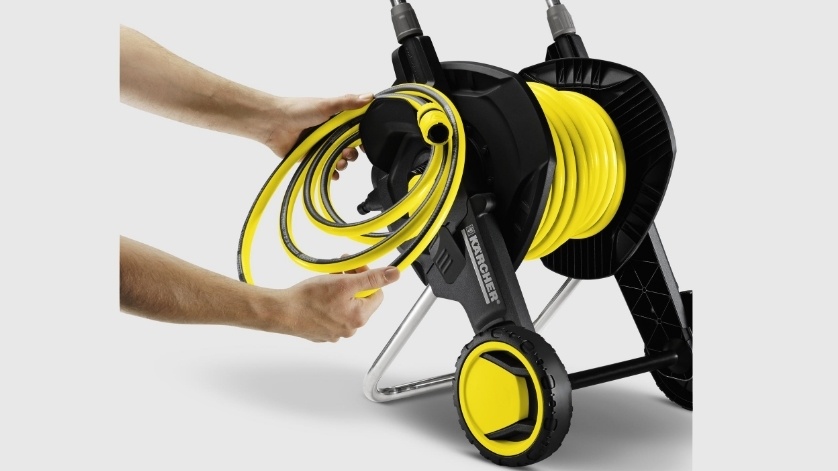 Котушка для шланга Karcher "HT 4.500", складна, регулювання висоти ручки візка, довжина шланга: 1/2" 50м, 5/8" 35м, 3/4" 23м