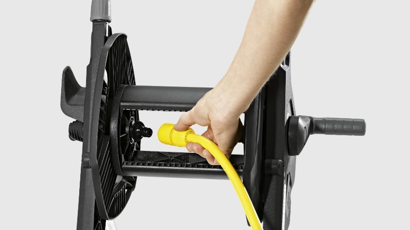 Котушка для шланга Karcher "HT 4.500", складна, регулювання висоти ручки візка, довжина шланга: 1/2" 50м, 5/8" 35м, 3/4" 23м